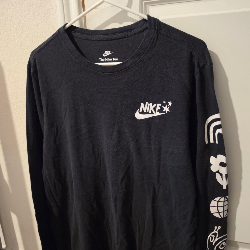 Nike Mens Have A Nike Day Long Sleeve Graphic T-Shirt Black Size Medium M